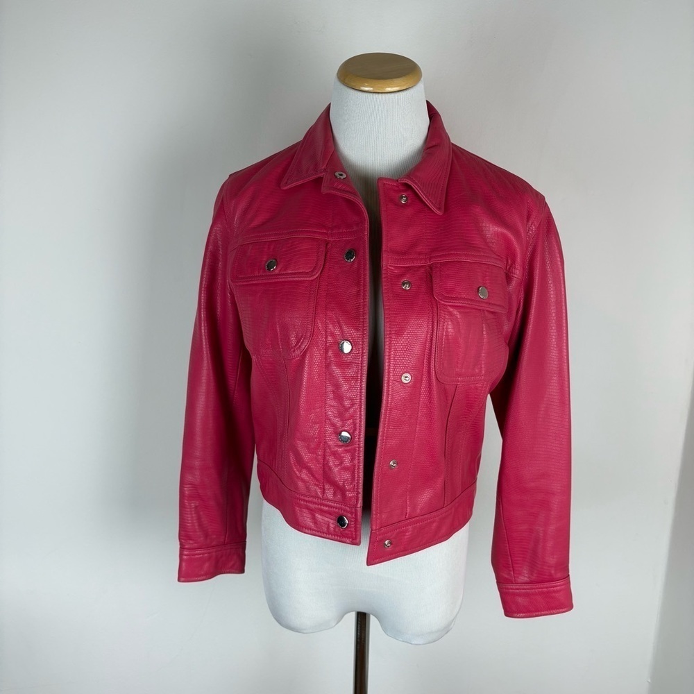 Vintage Ralph Lauren Black Label Hot Pink Leather Jacket Size 6